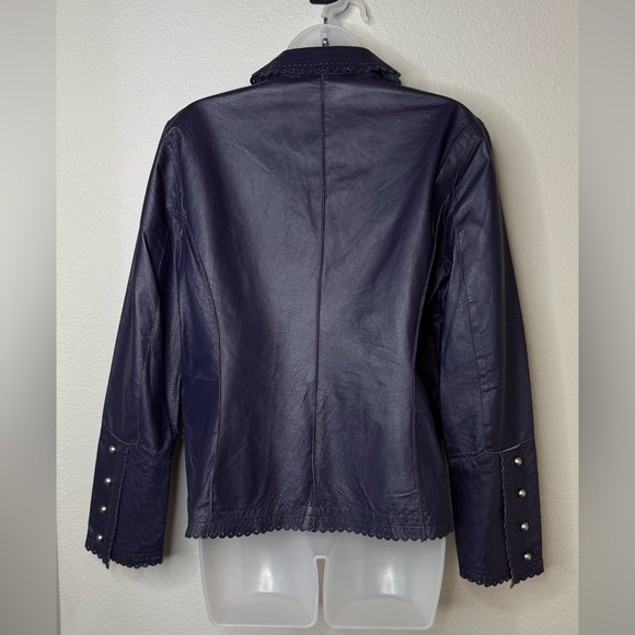 Cami Genuine Leather Jacket Size‎ 14 Purple Scallop Western Style Vintage - Picture 3 of 6